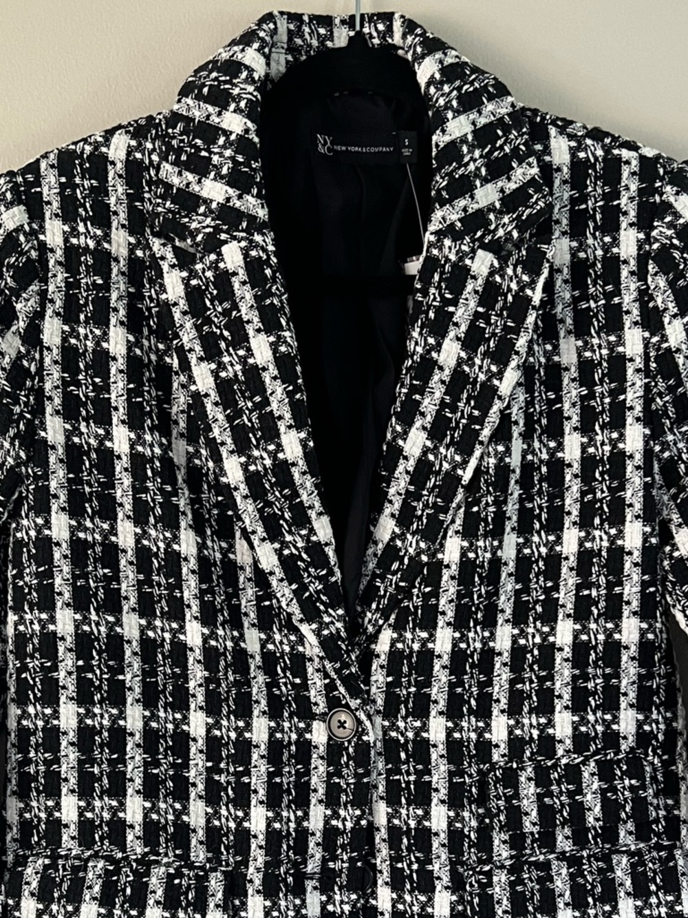 NWT New York & Company Black Tweed Blazer Workwear Business Casual Office